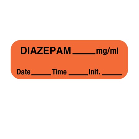 Nevs Label, Diazepam 1/2" x 1-1/2" Orange w/Black LANT-1212D